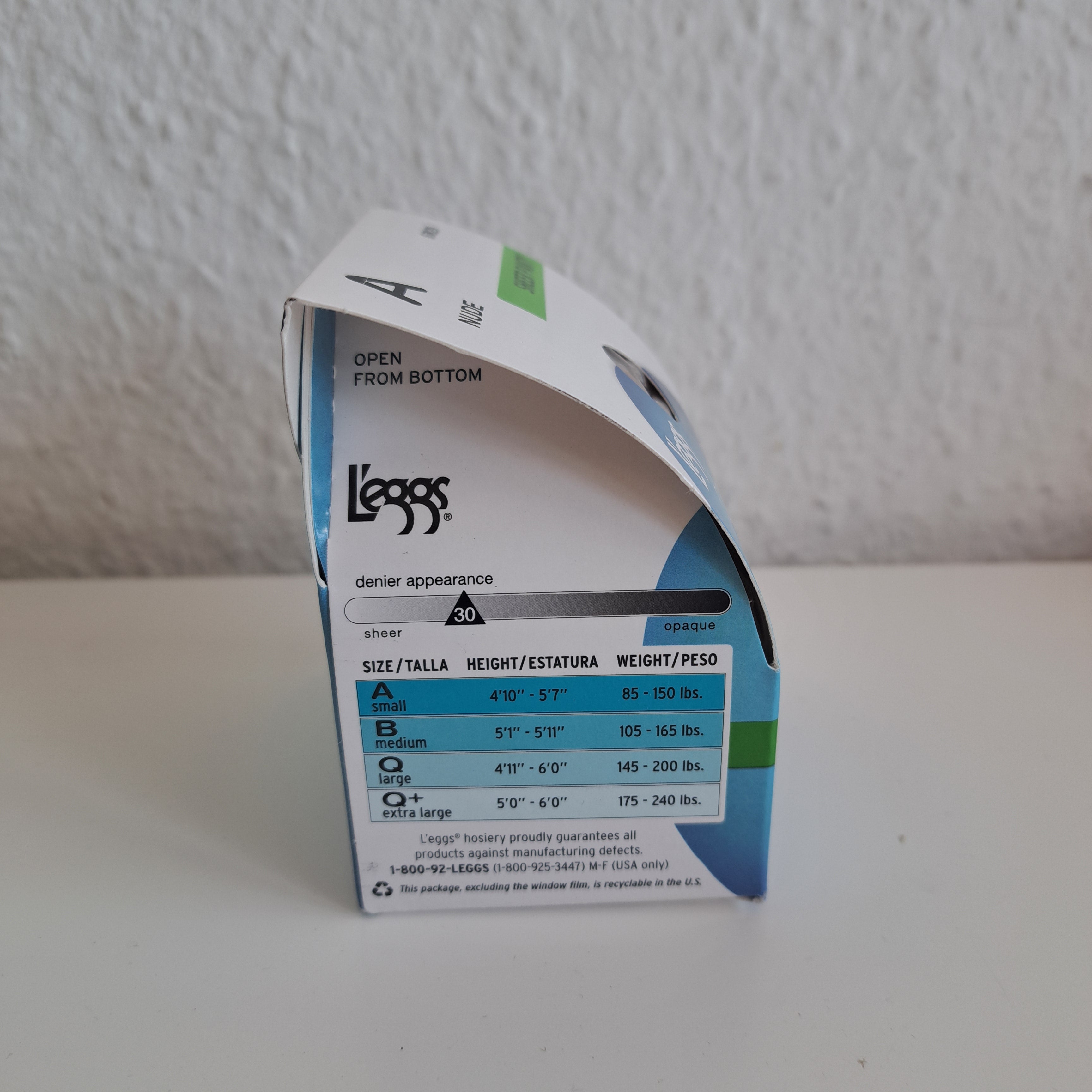 1 Paar L'eggs Leggs Sheer Energy Strumpfhose Größe A NUDE Mittlerer Halt