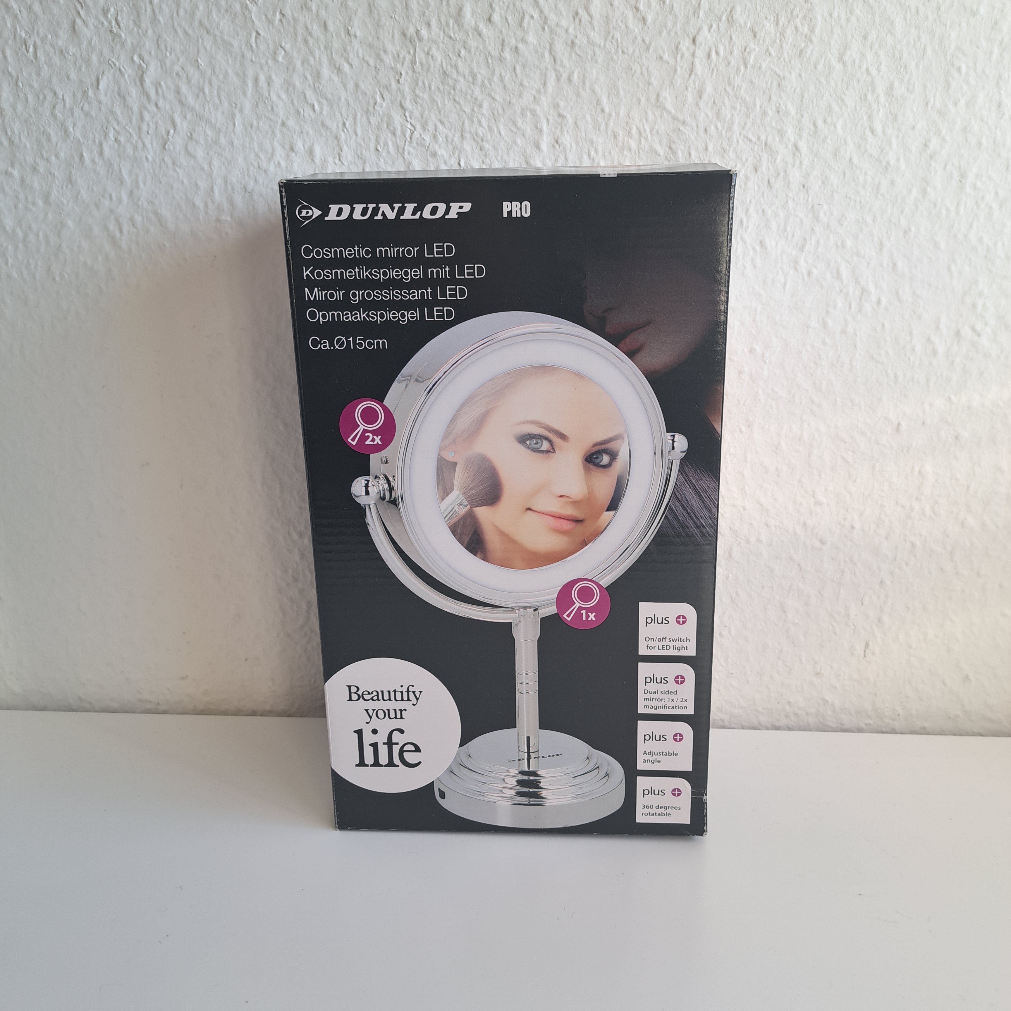 Dunlop LED-Schminkspiegel 15 cm Chrom