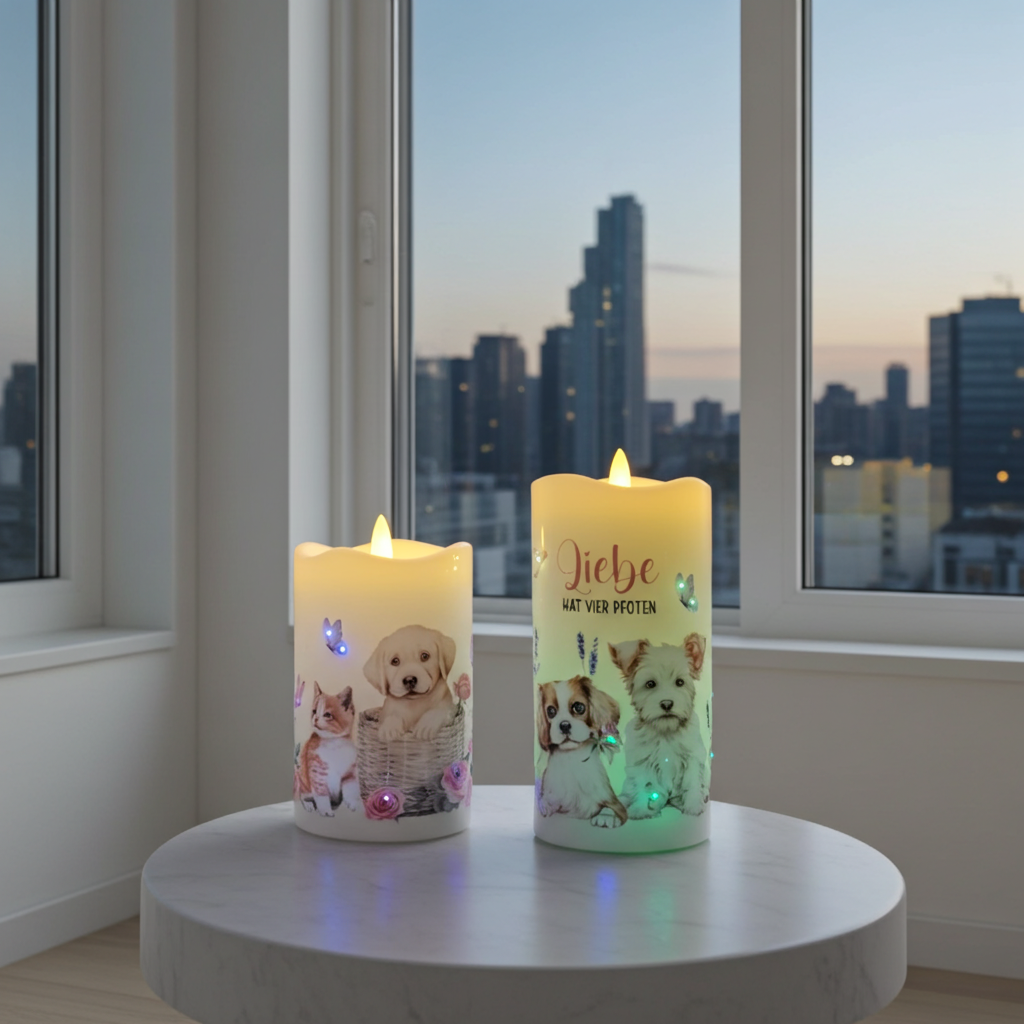 LED-Kerzen-Set mit Tiermotiv