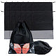 Bündeltasche aus Vliesstoff und Polyester, mit Kordelzug und Fenstern, Schwarz,