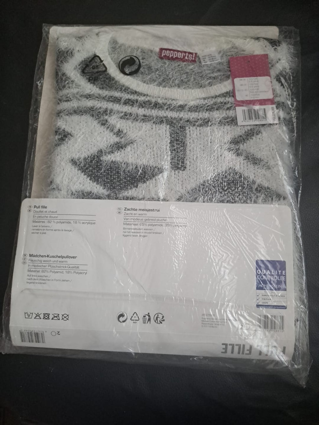Mädchen Kuschelpullover der Marke Pepperts Teens Größe 122 / 128 Farbe Weiß / Grau