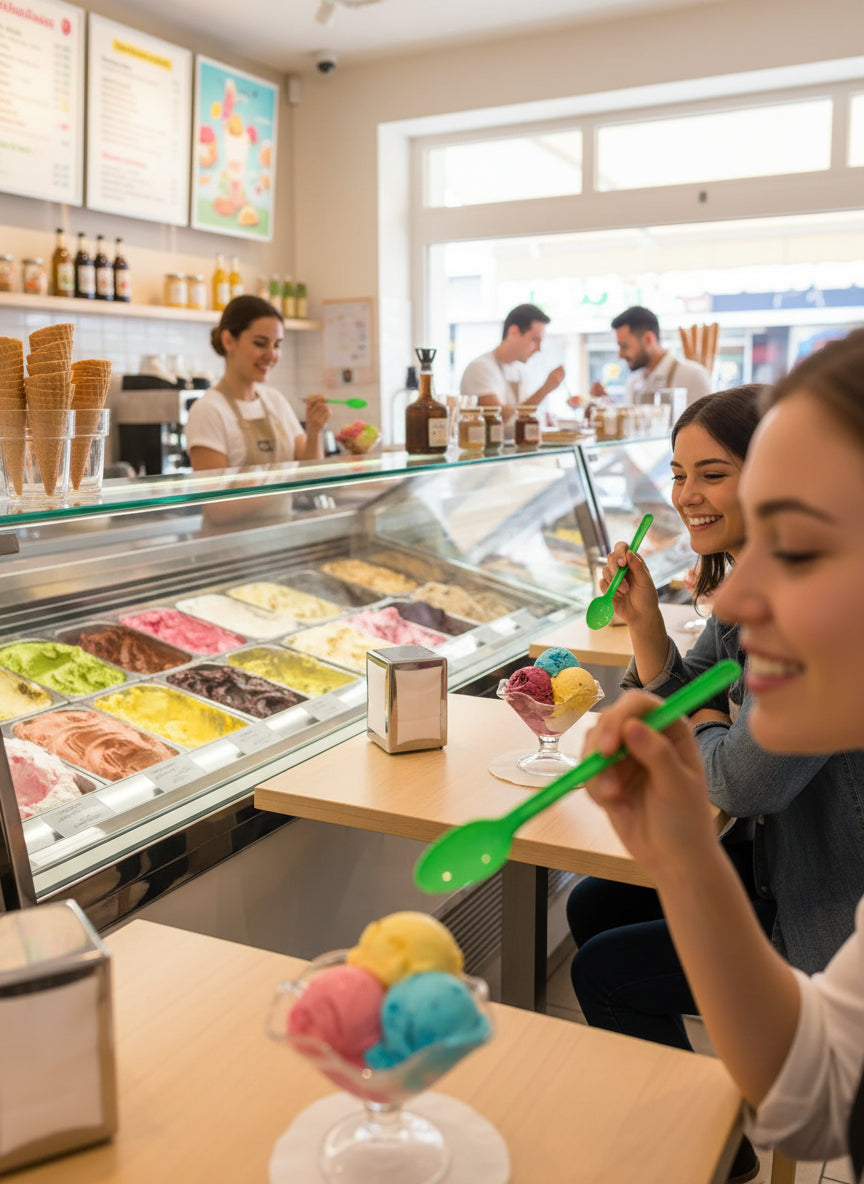 Langstiellöffel aus Plastik in Grün