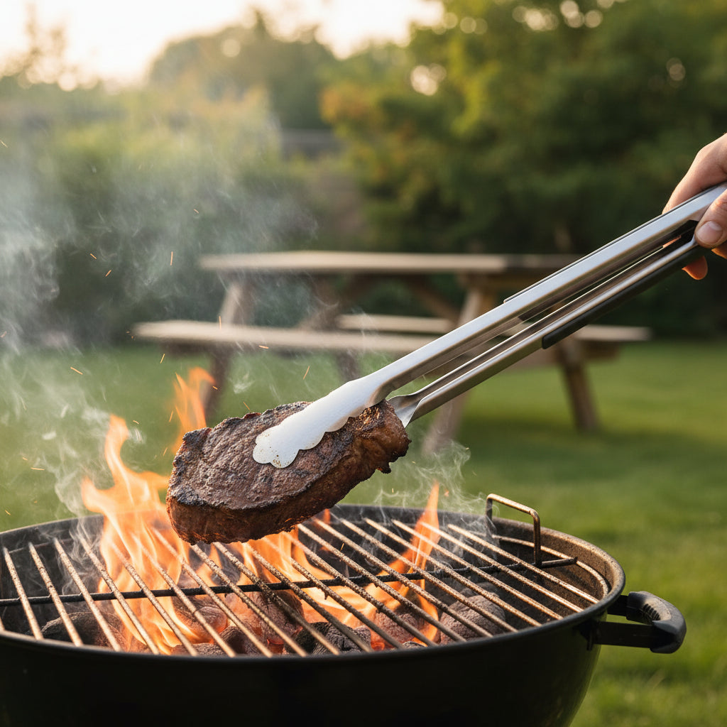 Grillzange aus Edelstahl mit Antirutsch-Griff
