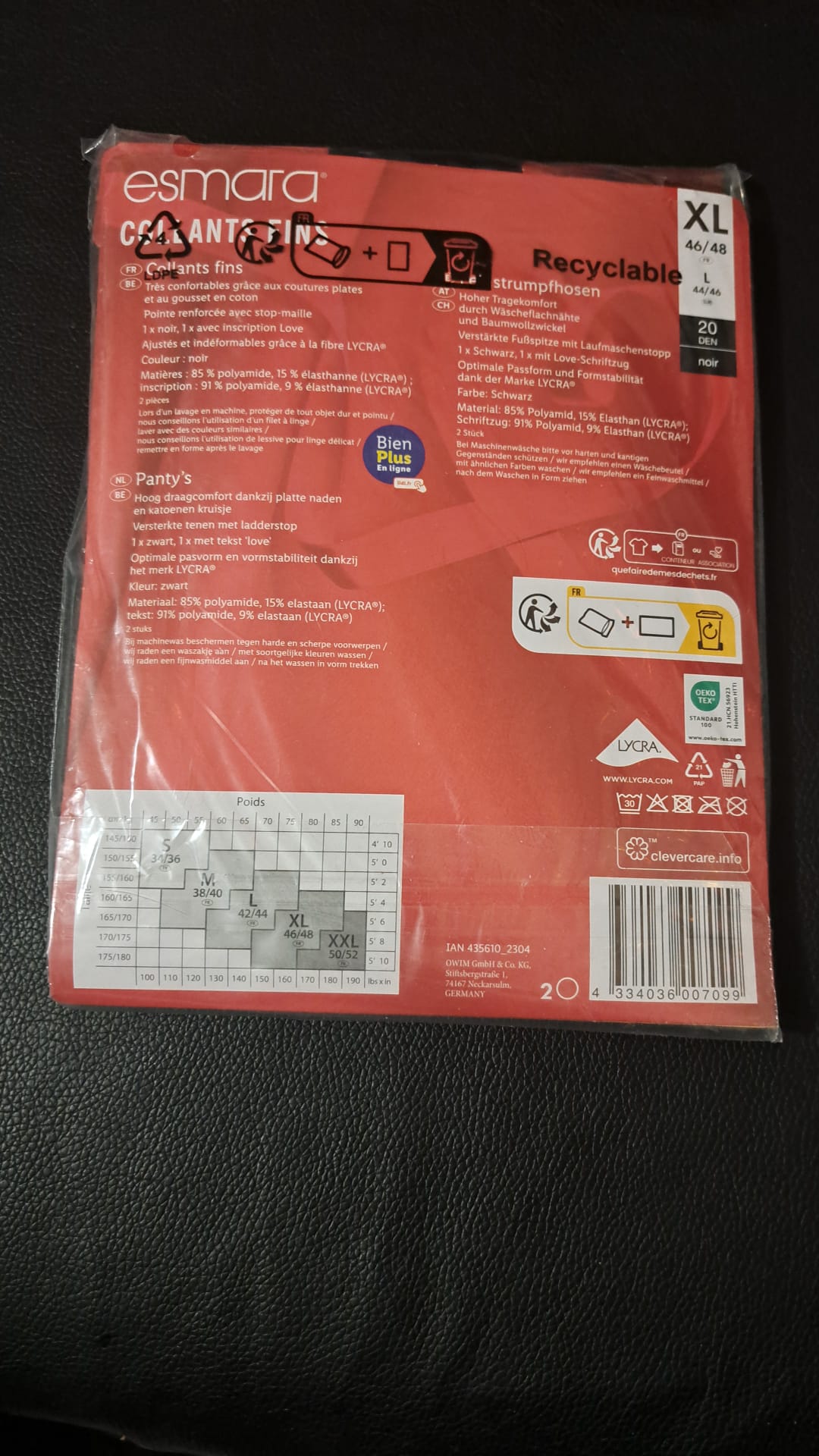 Esmara Feinstrumpfhose Größe XL 2tlg