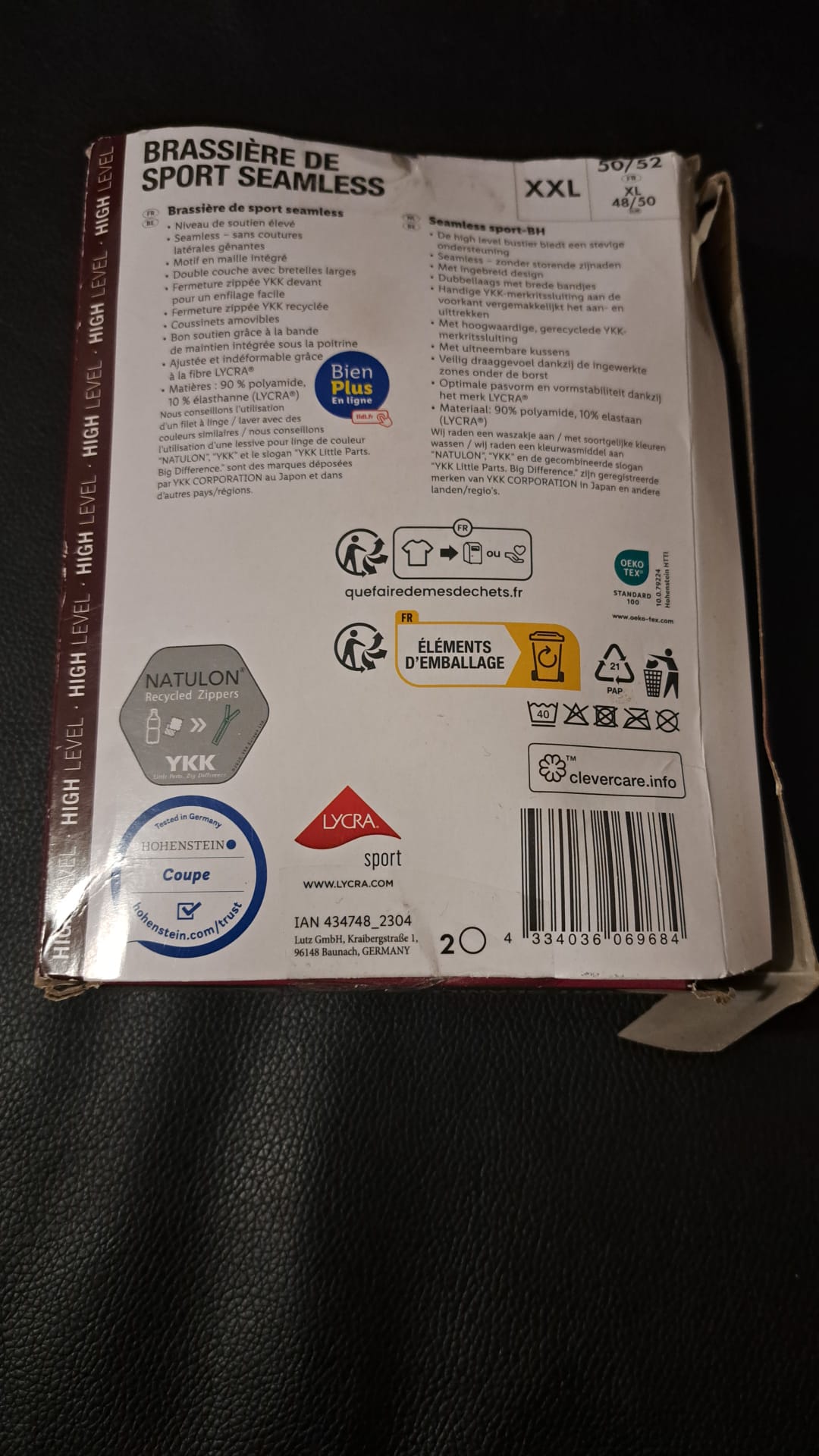 Crivit Sport-BH Schwarz Größe XXL