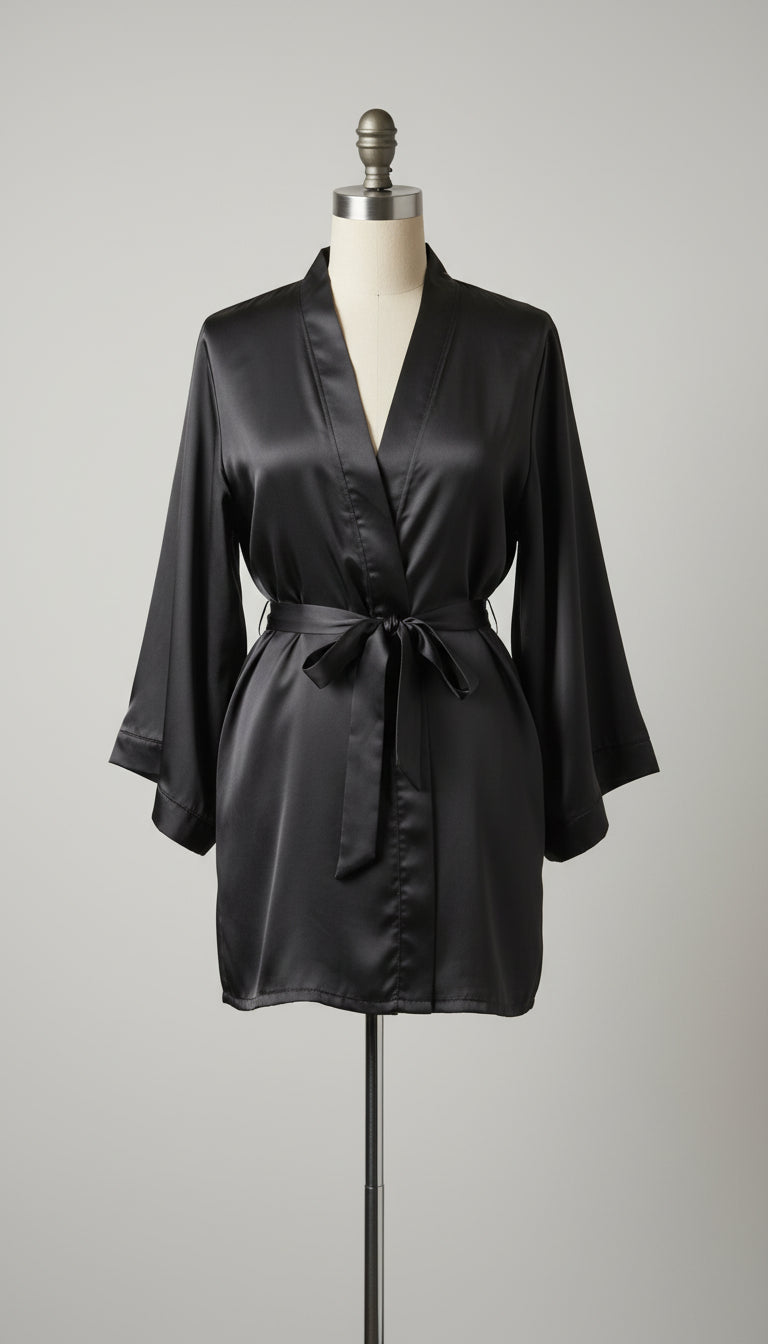 Esmara Kimono Satin Schwarz Damen Größe S