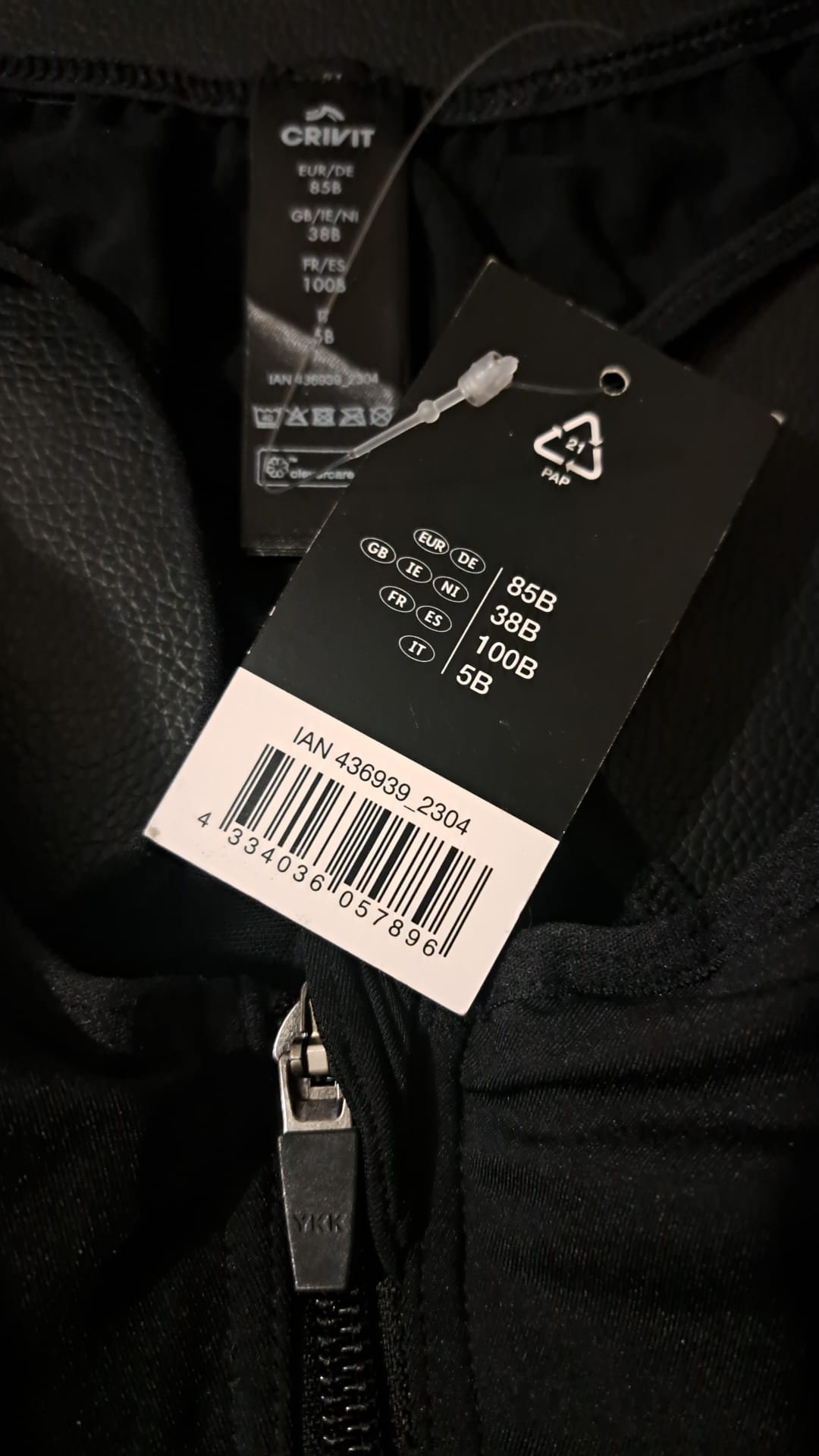 Crivit BH-Schwarz mit Reisverschluss vorn Größe 85B