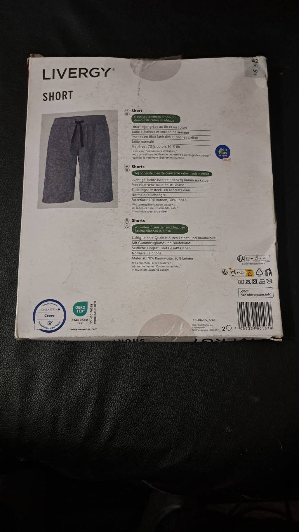Livergy Short für Herren Grau Größe 42