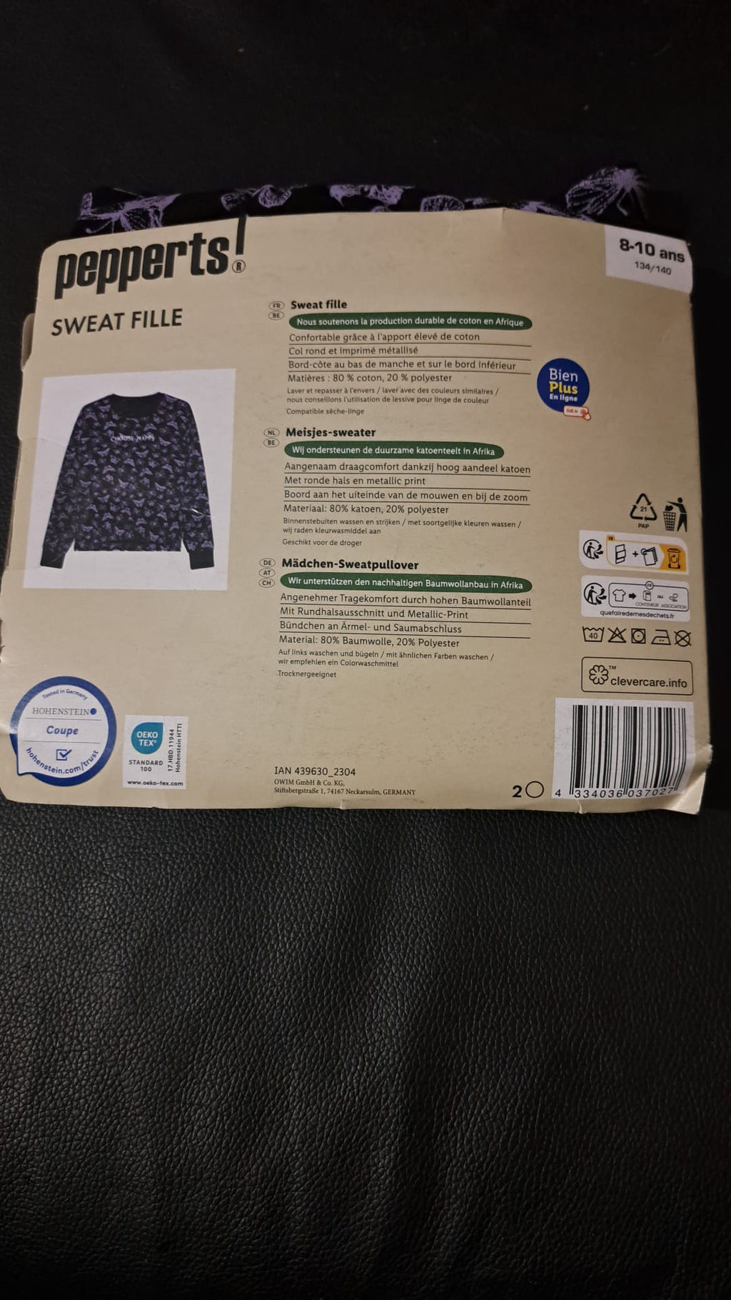 Pepperts Mädchen-Sweatshirt mit Schmetterlingen Größe 134 / 140