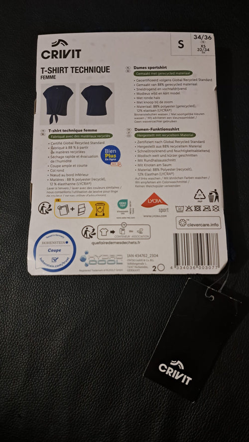 Crivit T-Shirt Technique Femme Marineblau Größe 34 / 36