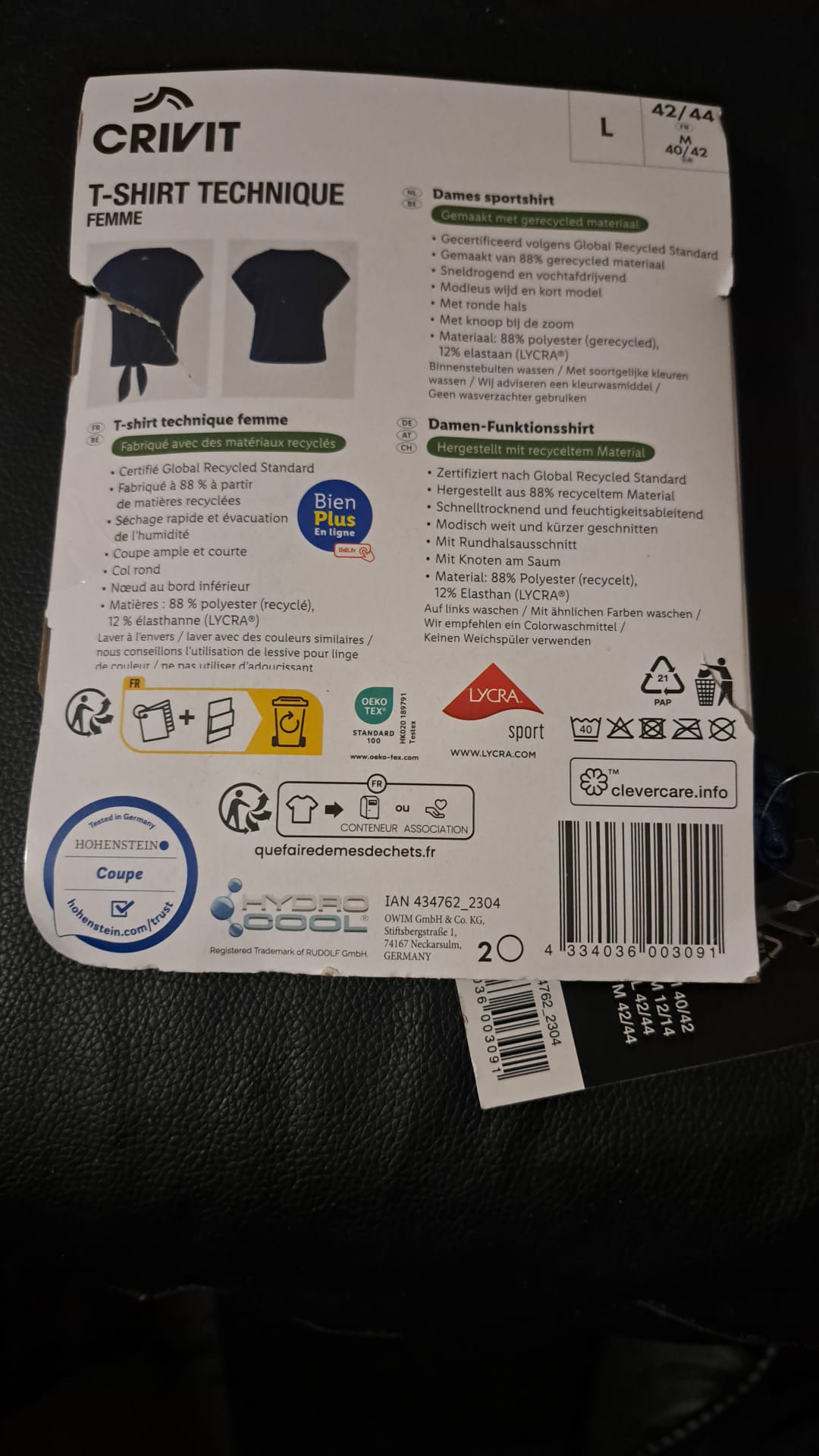 Crivit T-Shirt Technique Femme Marineblau Größe L