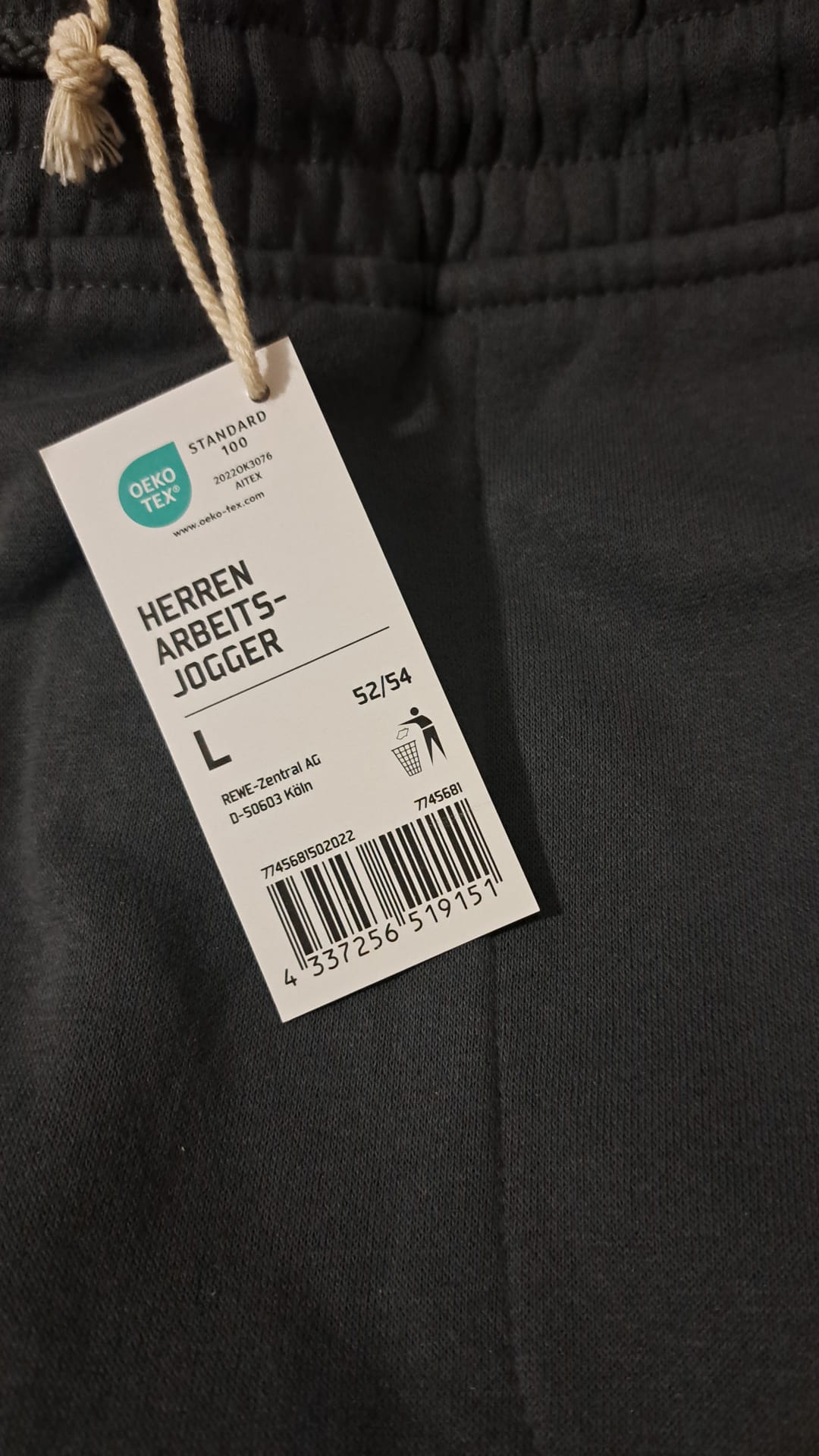 Herren Arbeits-Jogger Schwarz Größe L