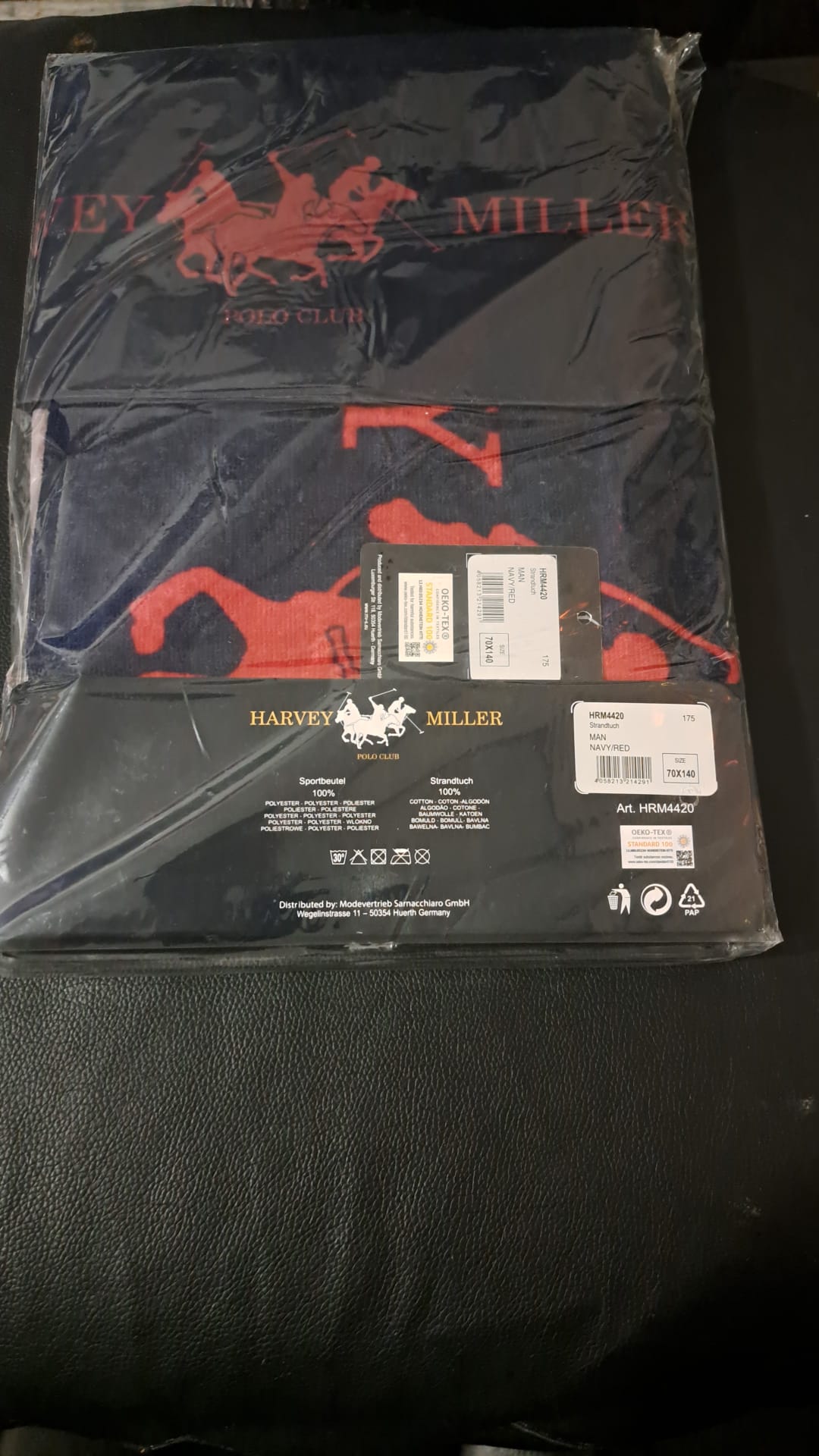Harvey Miller Strandtuch 70x140 cm inkl. Sportbeutel