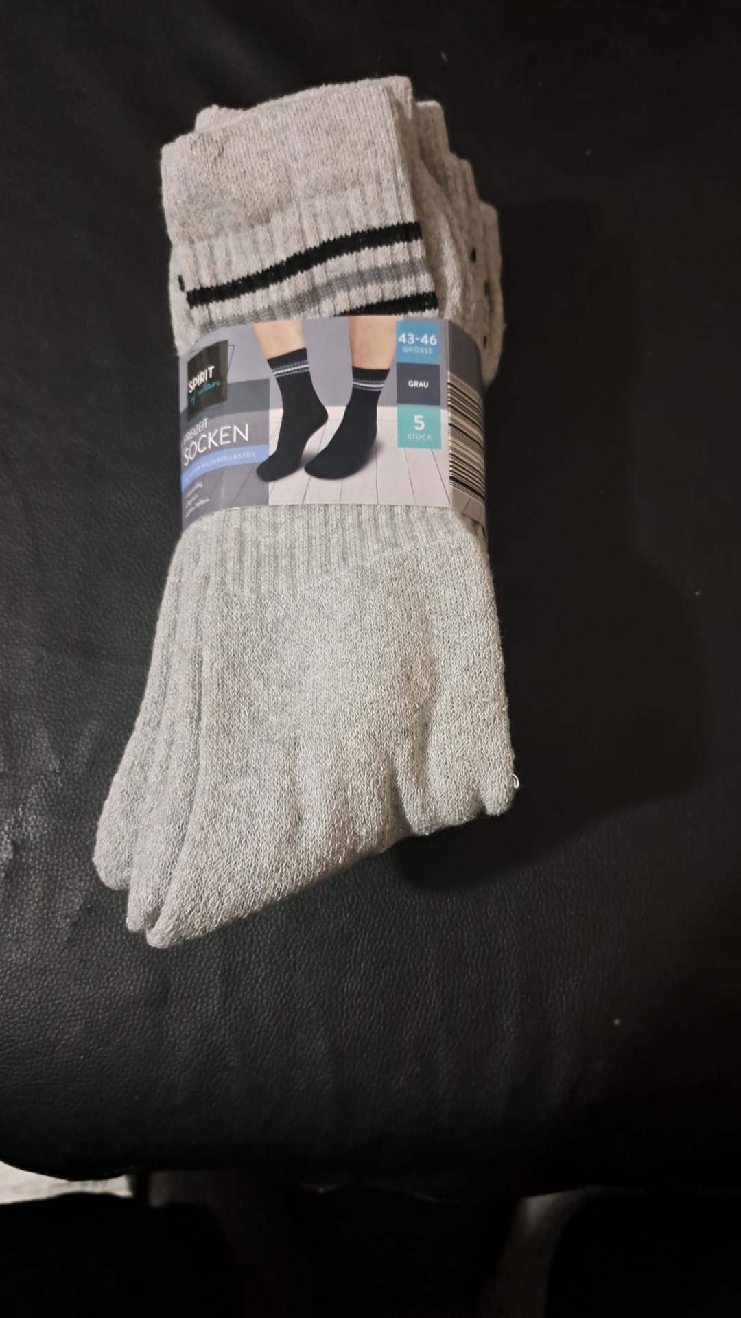 Spirit Freizeitsocken Grau 5er-Pack Größe 43 - 46