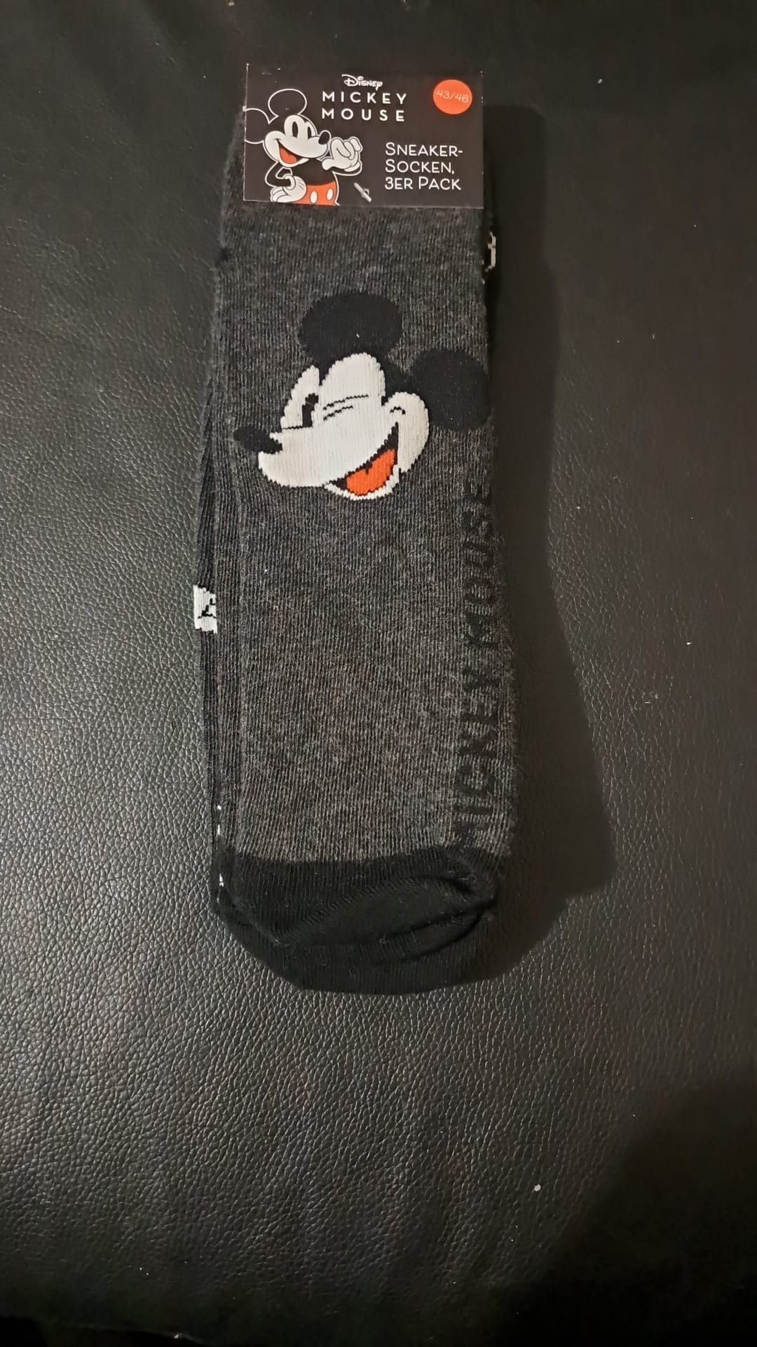 Mickey Mouse Sneaker-Socken Schwarz 3er-Pack Größe 43 - 46