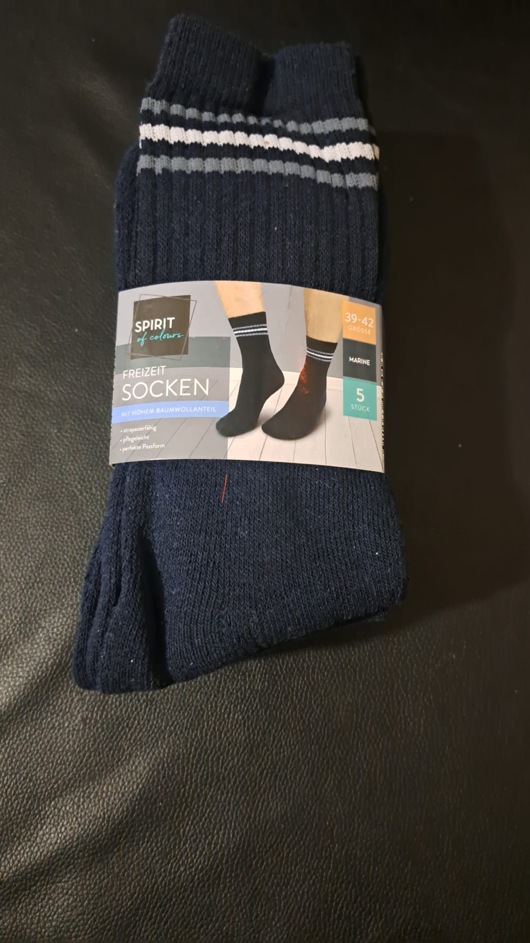 Spirit Freizeitsocken Marine 5er-Pack Größe 39 - 42