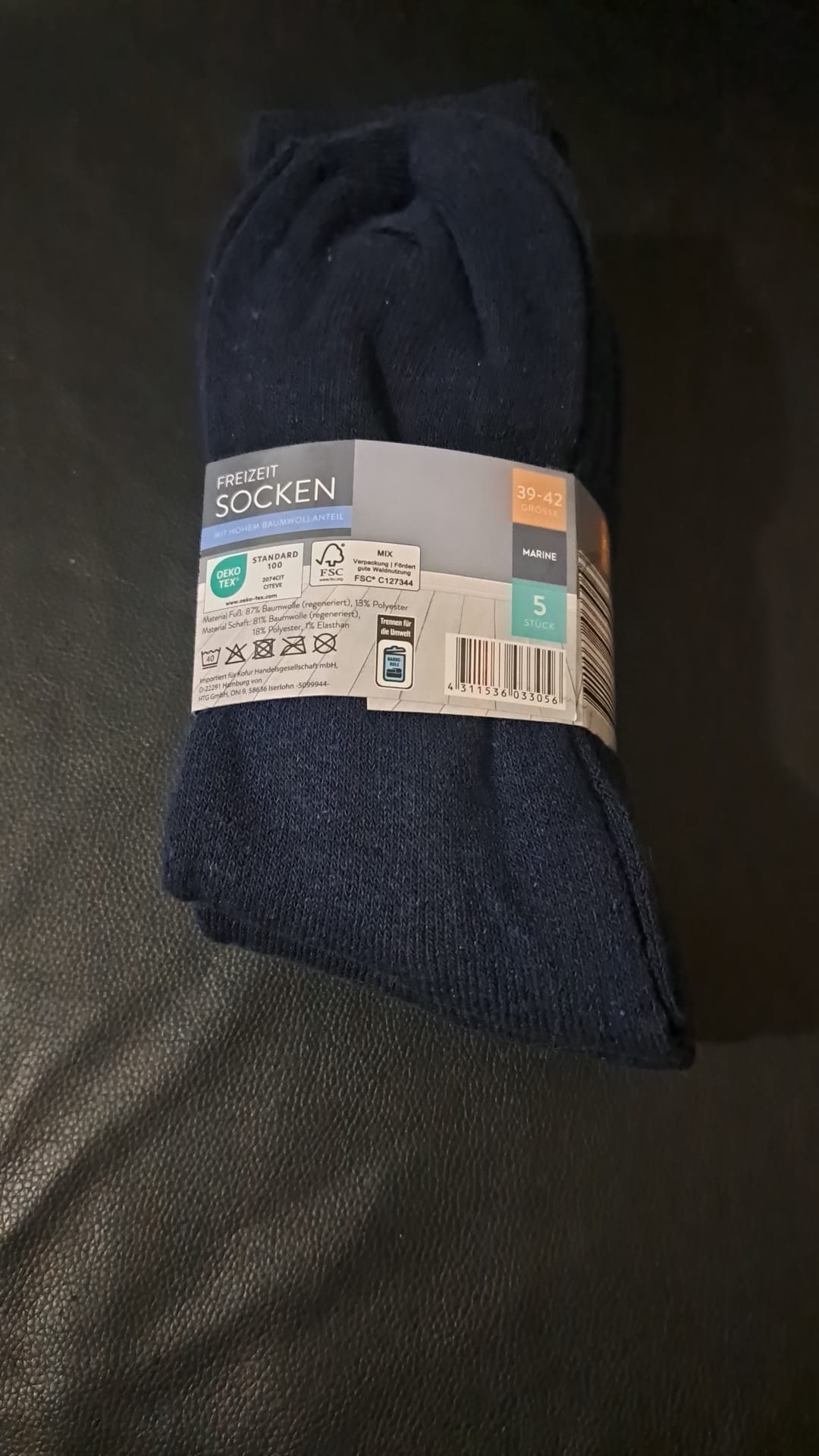 Spirit Freizeitsocken Marine 5er-Pack Größe 39 - 42
