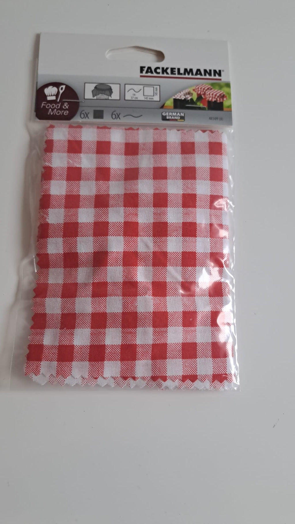 Fackelmann Schmuckdeckchen und Kordel für Einmachgläser 145x145 mm 6er-Pack