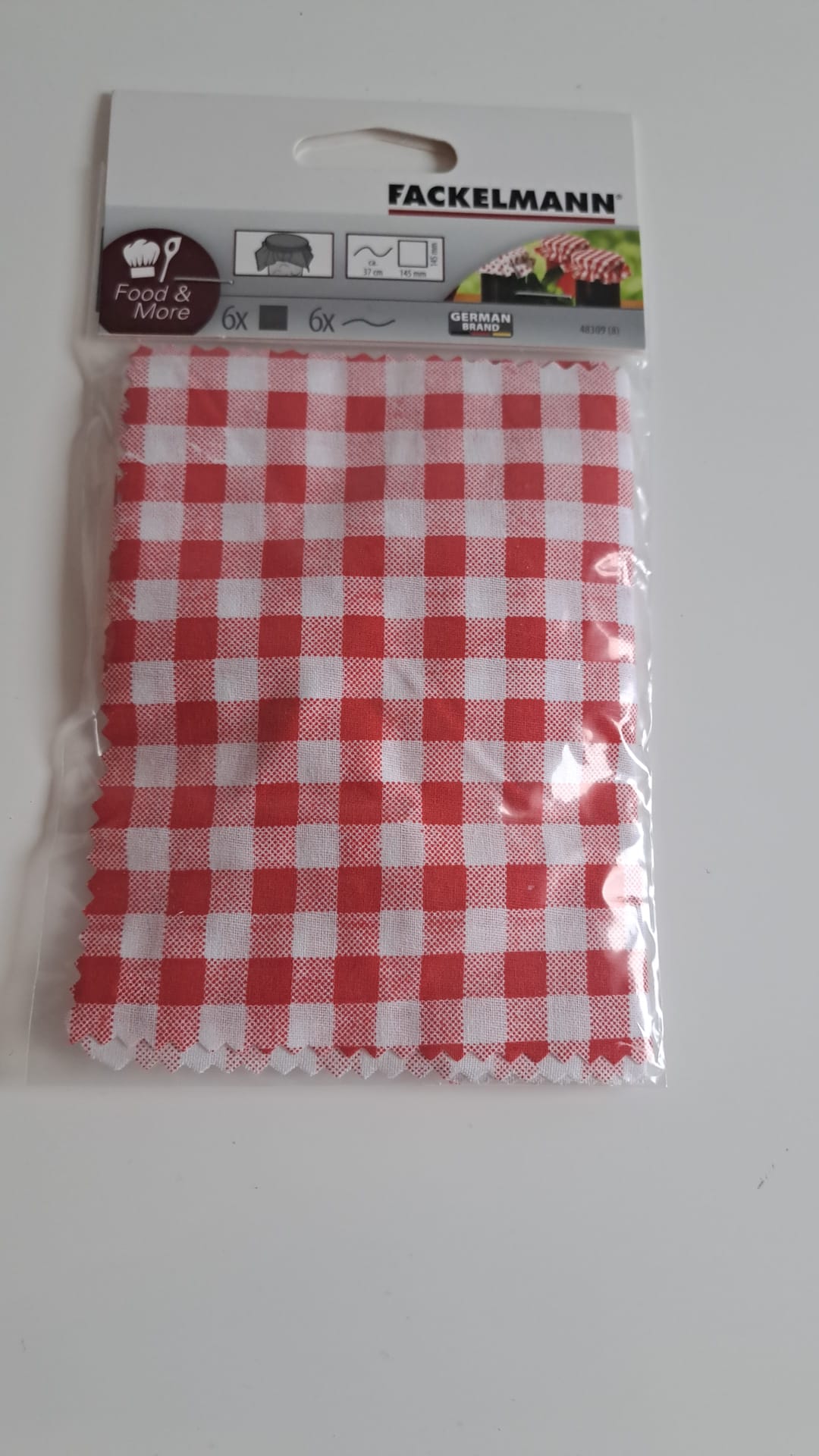 Fackelmann Schmuckdeckchen und Kordel für Einmachgläser 145x145 mm 6er-Pack