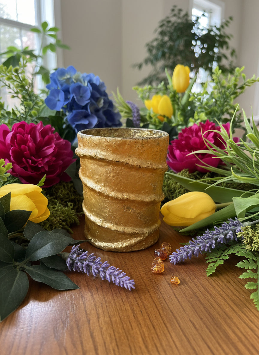 Blumentopf Goldfarben Höhe 10 cm Umfang 7,5 cm