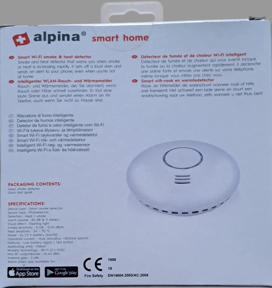 Alpina Smart WI-FI Smoke & Heat Detector