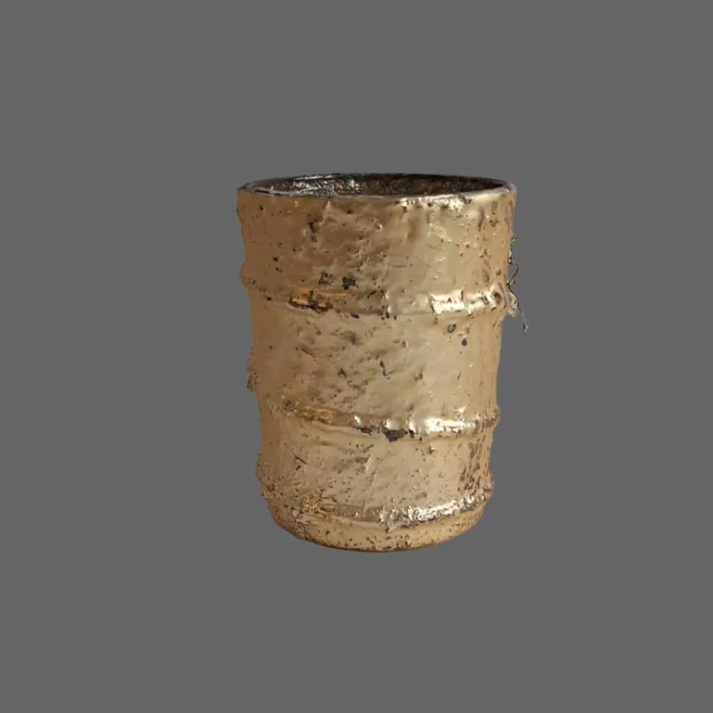 Blumentopf Goldfarben Höhe 10 cm Umfang 7,5 cm