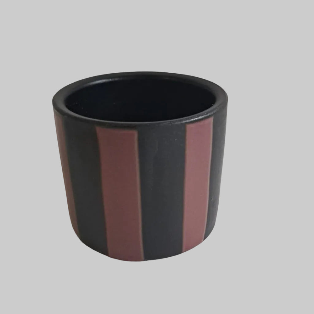 Blumentopf Schwarz-Braun Gestreift Höhe 6 cm Umfang 7 cm