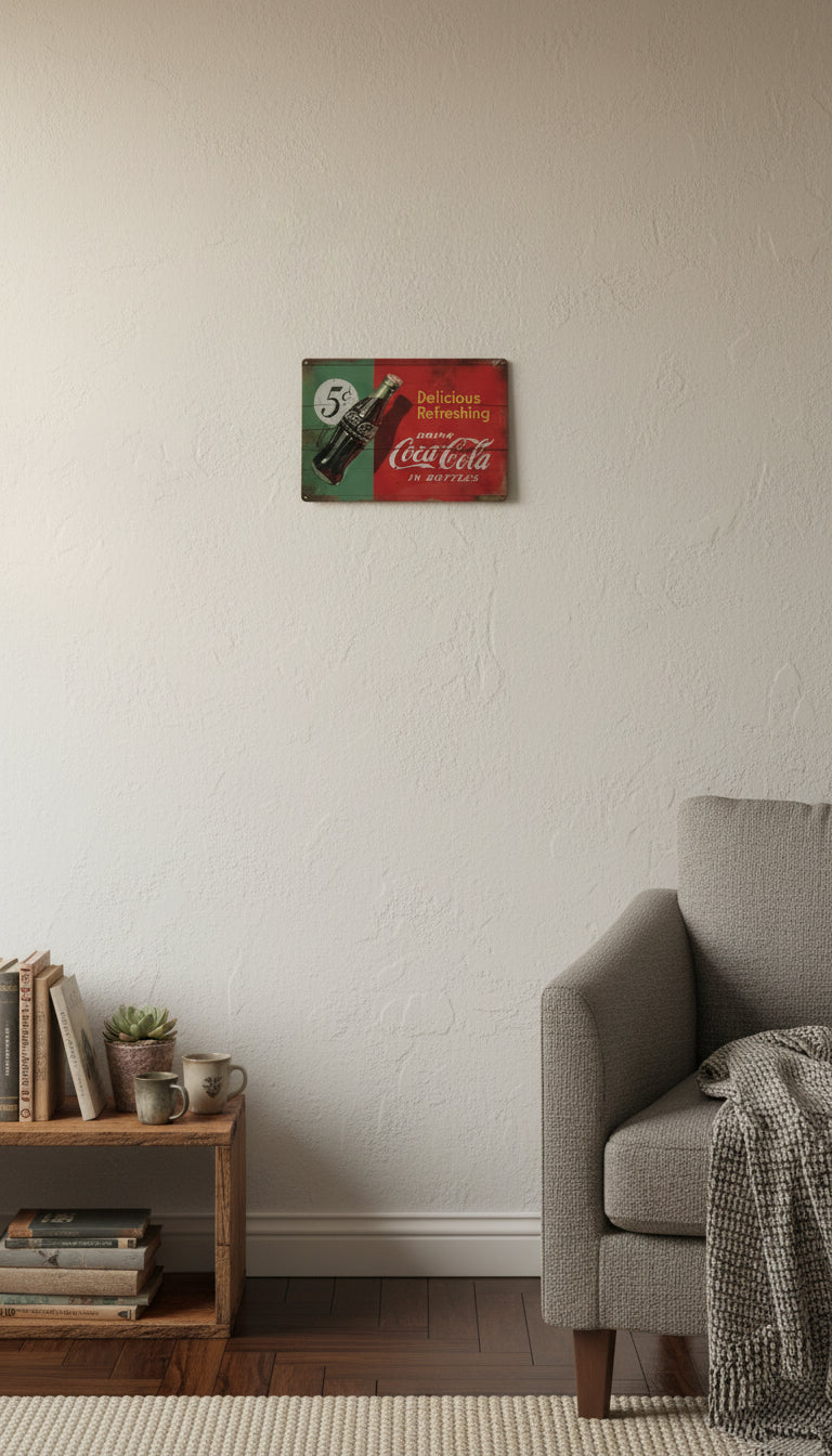 Retro Blechschild Drink CocaCola in a Botle 20 x 30 cm