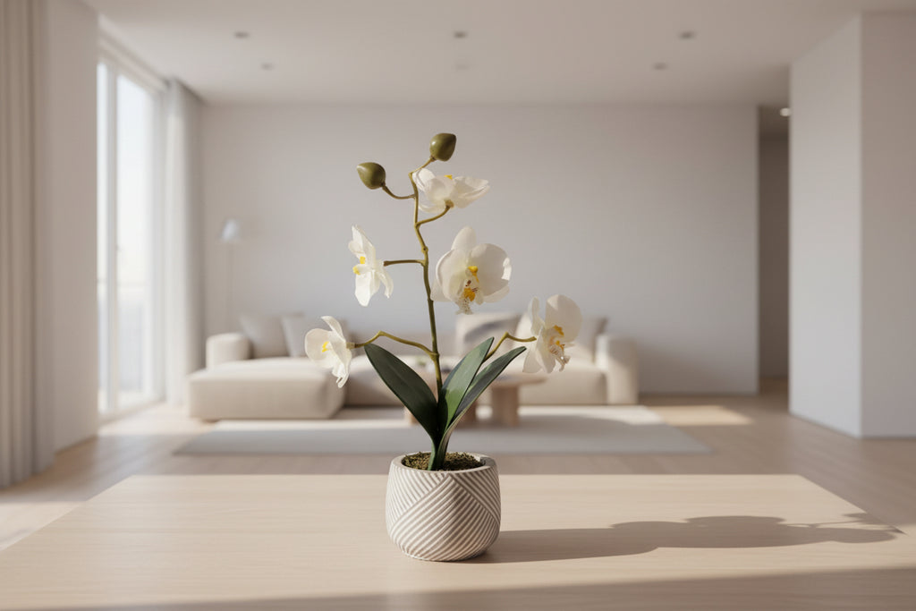 Kunstblumen Orchideen im Topf