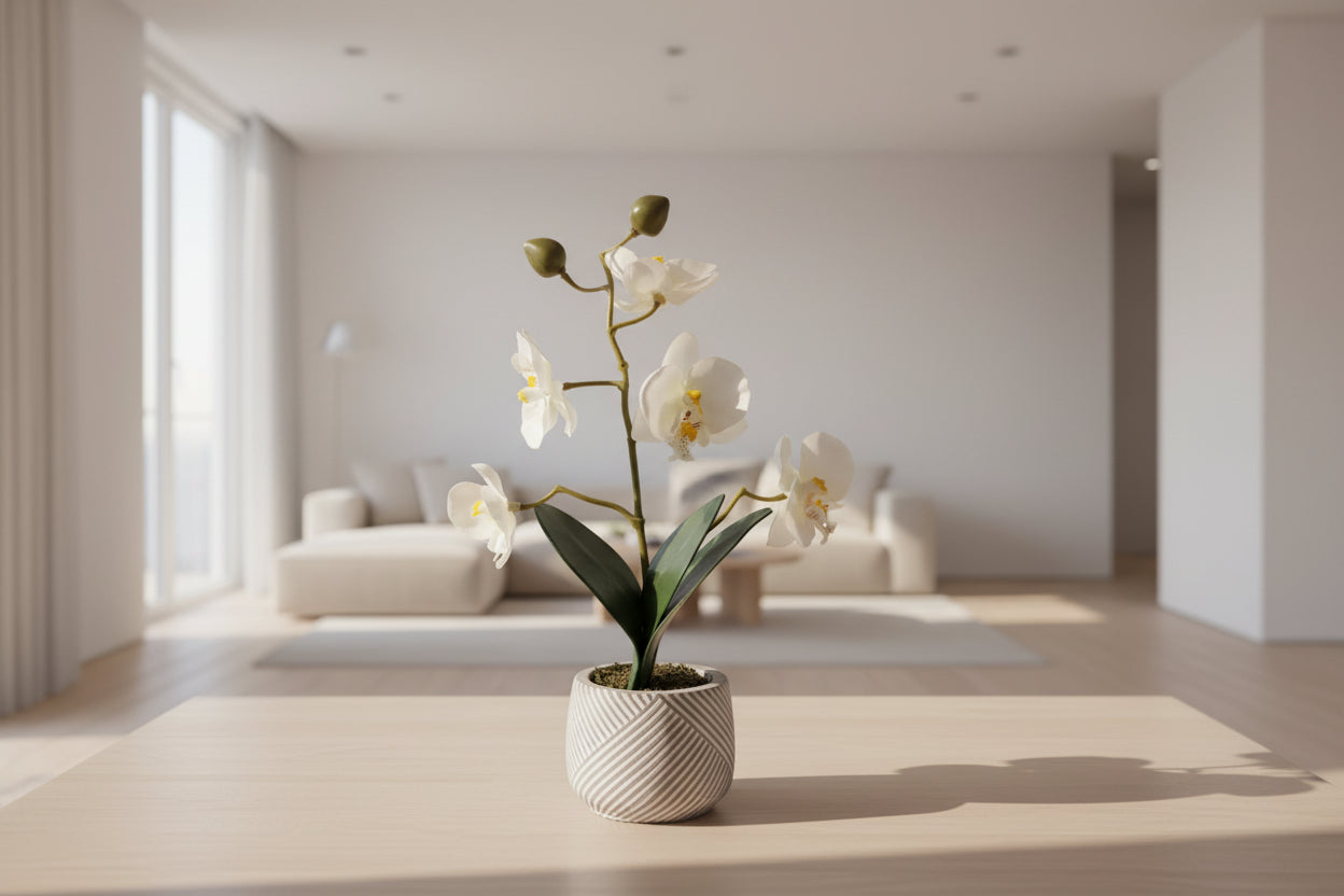 Kunstblumen Orchideen im Topf