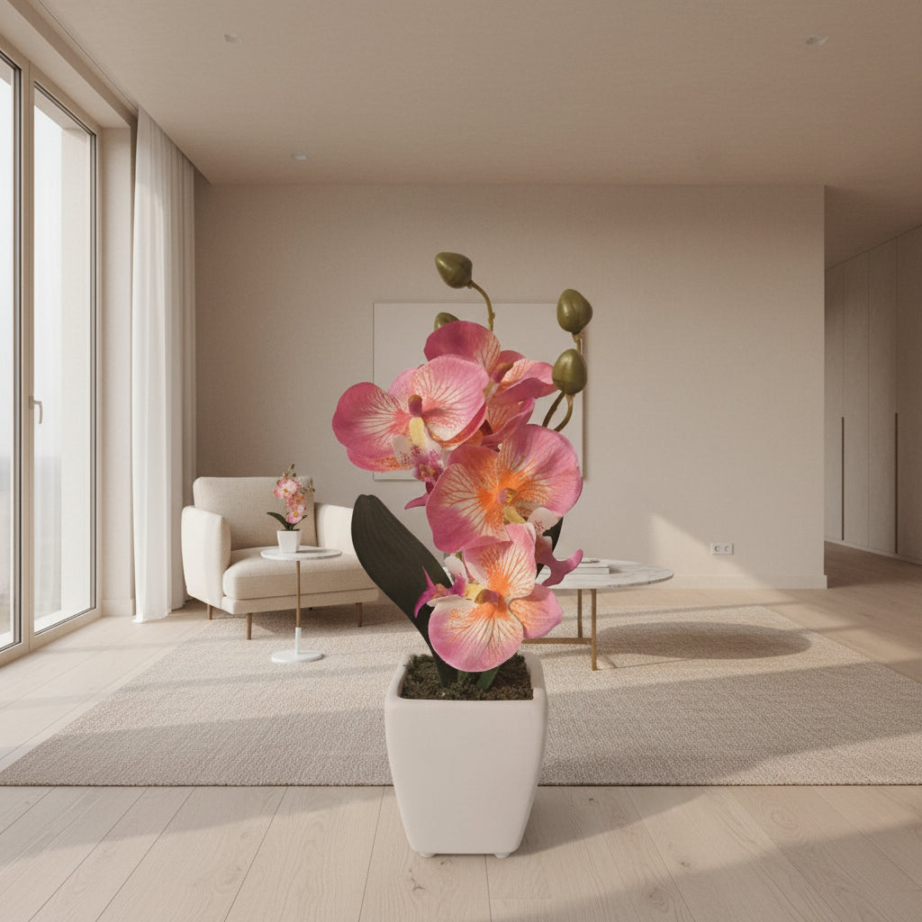 Kunstblumen Orchideen im Topf