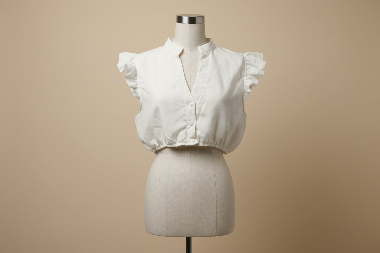 Damen Dirndlbluse Spitze Kurzarm / Trachtenbluse Hochgeschlossen Rundhals