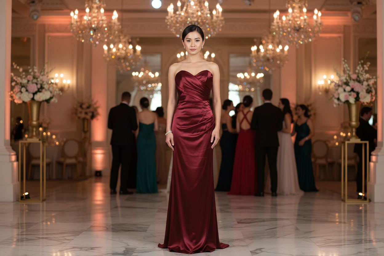 Elegantes Langes Ballkleid mit Taschen Satin A-Line Backless