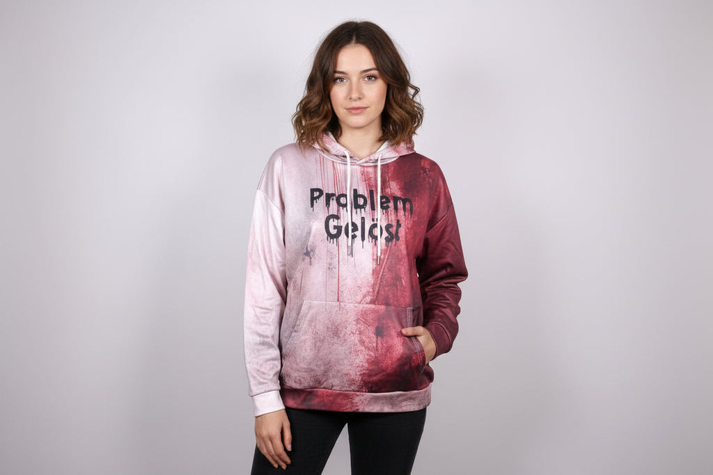 Kaputzenpullover Damen Blutig "Problem Gelöst"