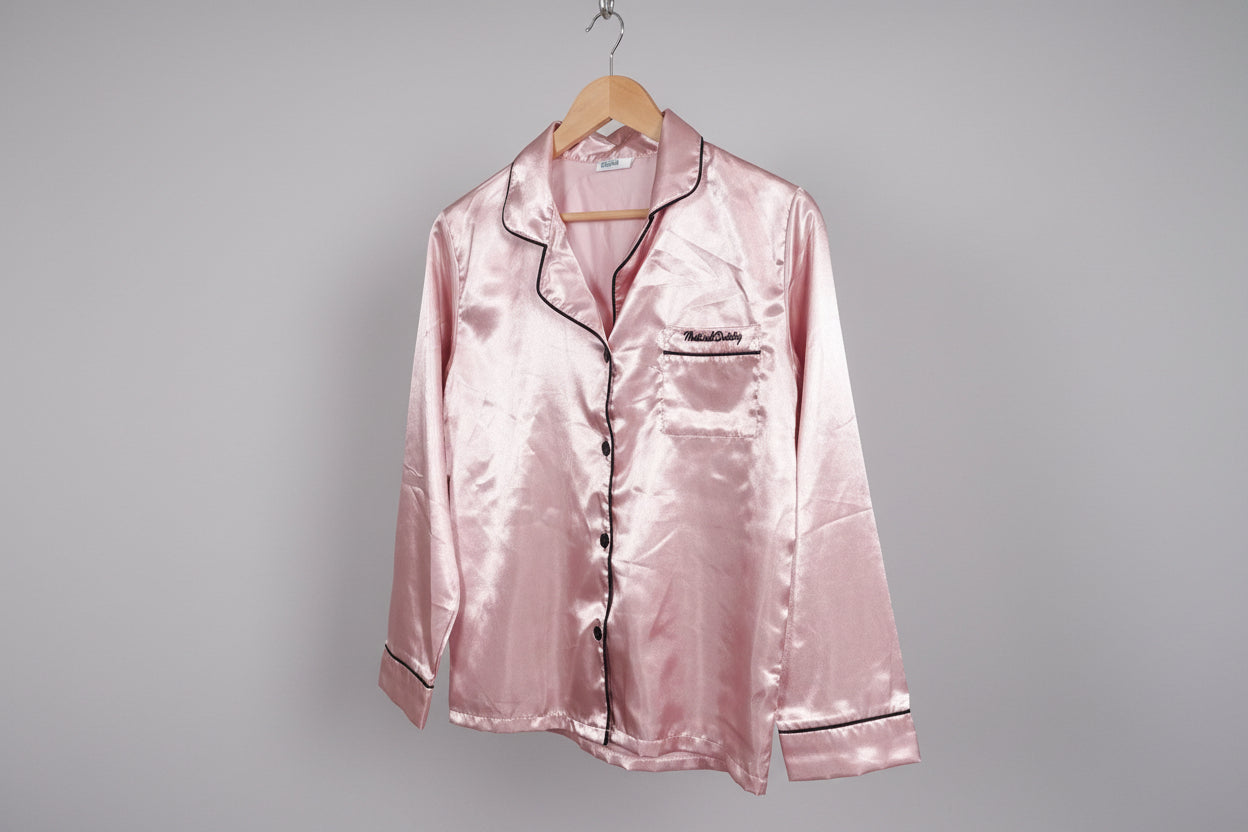 Schlafanzug Mädchen Seide mit langen Ärmeln und Knopfleiste