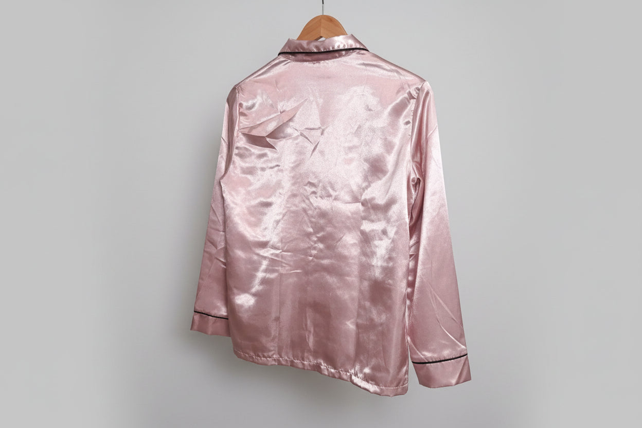 Schlafanzug Mädchen Seide mit langen Ärmeln und Knopfleiste