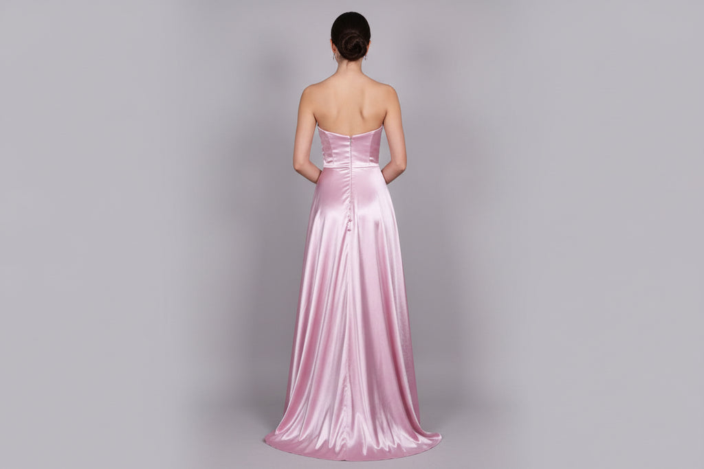 Damen Elegantes Langes Ballkleid mit Taschen Satin A-Line Backless