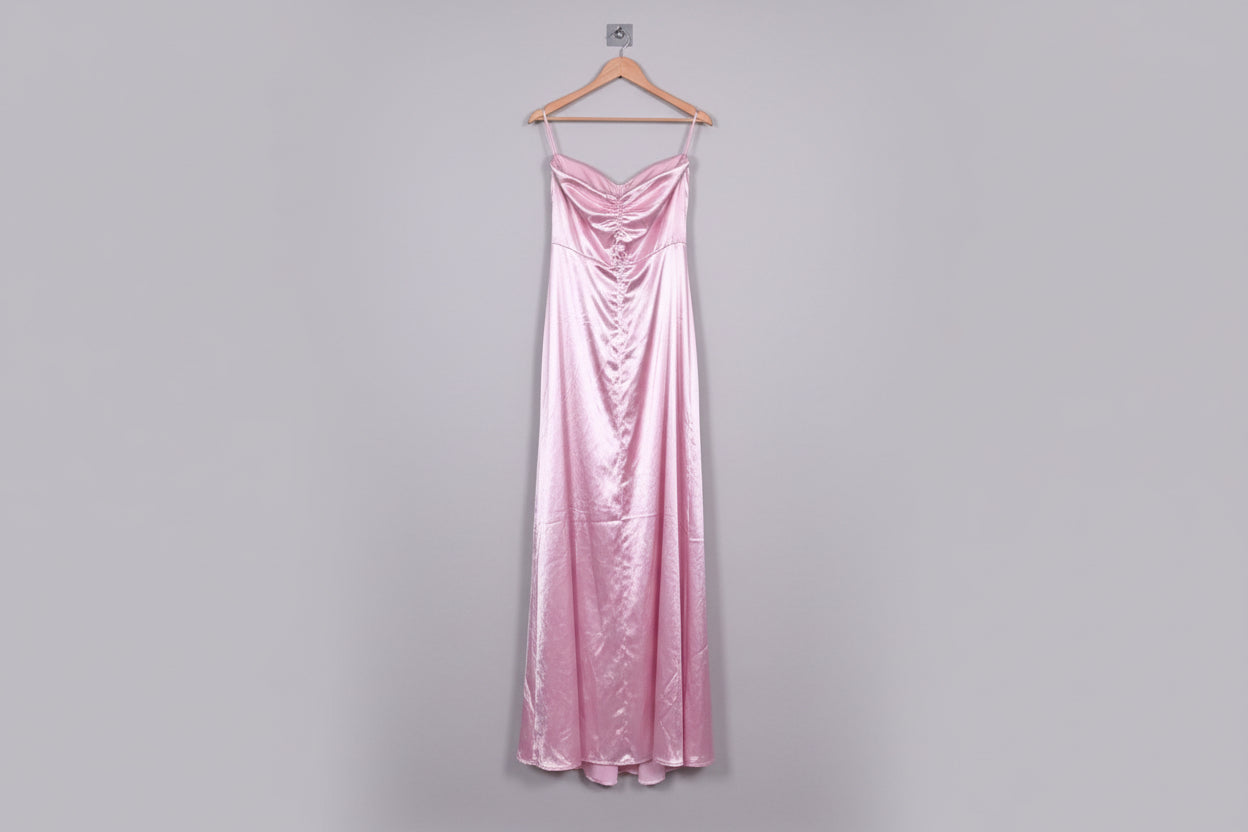 Damen Elegantes Langes Ballkleid mit Taschen Satin A-Line Backless