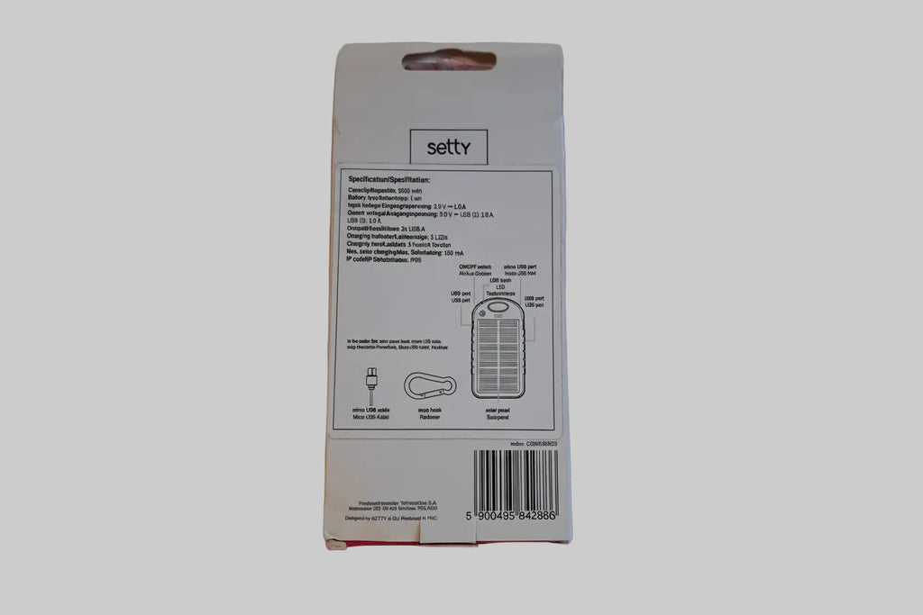 Setty Solar Powerbank 5000mah + Wireless Charger im Set