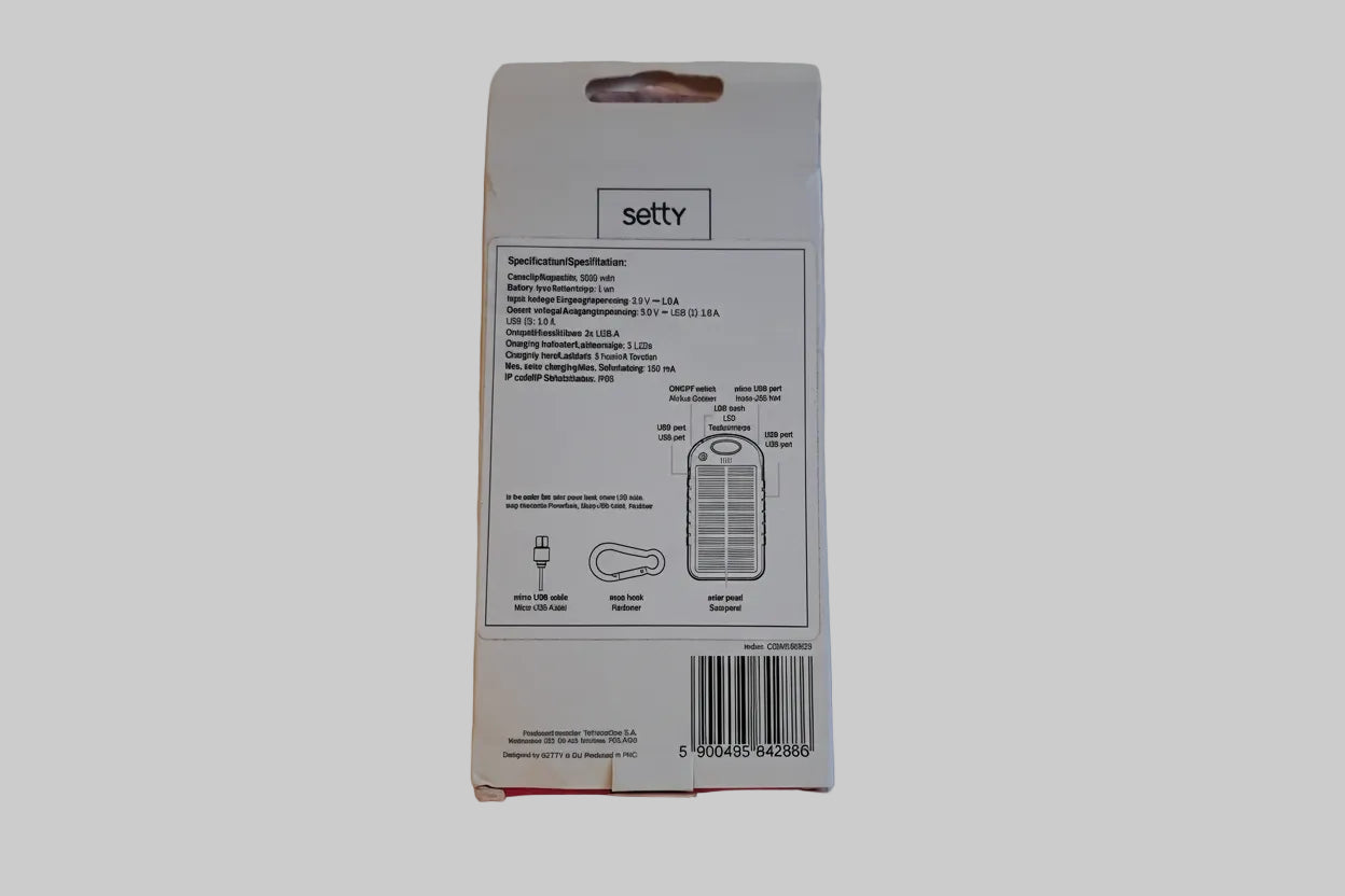 Setty Solar Powerbank 5000mah + Wireless Charger im Set