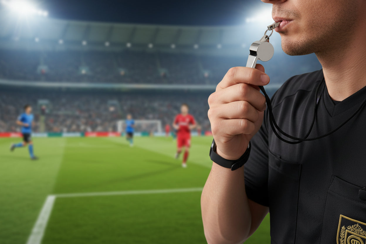 Edelstahl-Trillerpfeife mit einem dazugehörigen Umhängeband