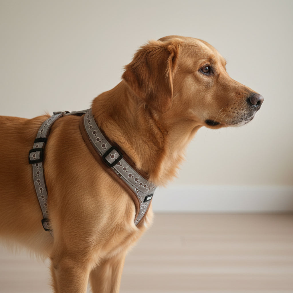 H-Geschirr Modern Art Cindy-kiwi ist ein verstellbares Hundegeschirr aus robustem Nylon, das speziell für große Hunde mit einem Brustumfang von 75 bis 100 cm konzipiert ist
