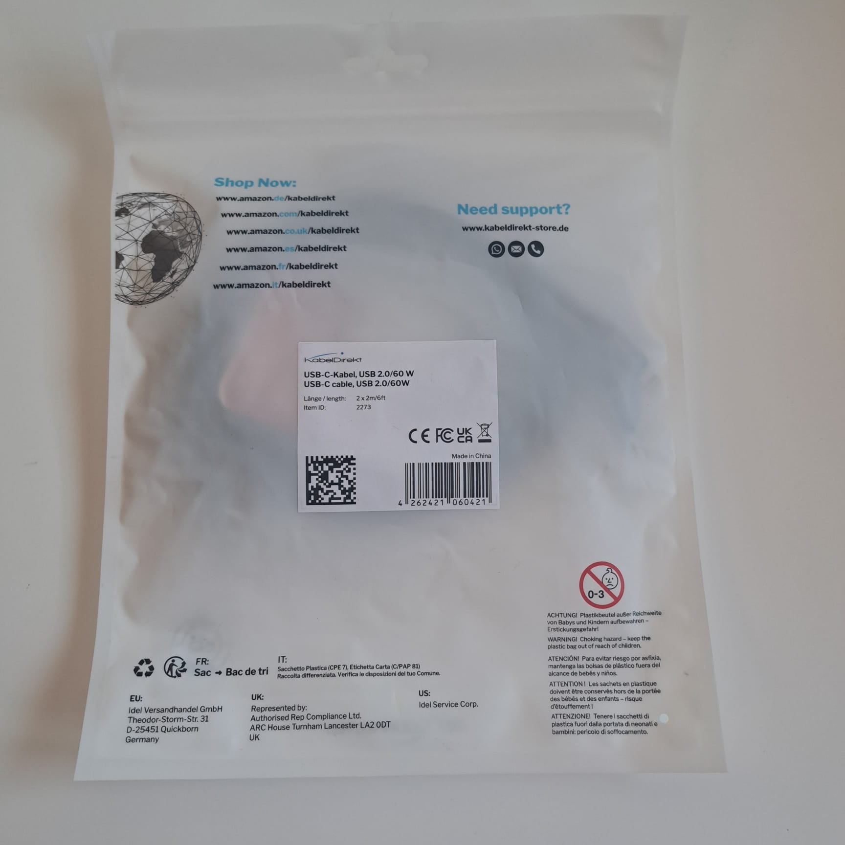 2 x USB-C Kabel, USB 2.0 / 60 Watt