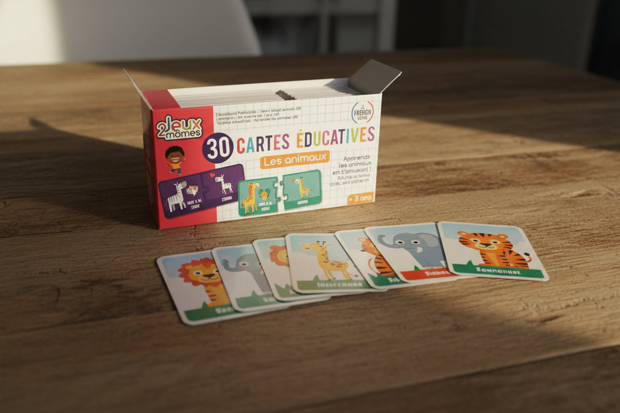 Set aus 30 pädagogischen Tierkarten von Jeux 2 Mômes