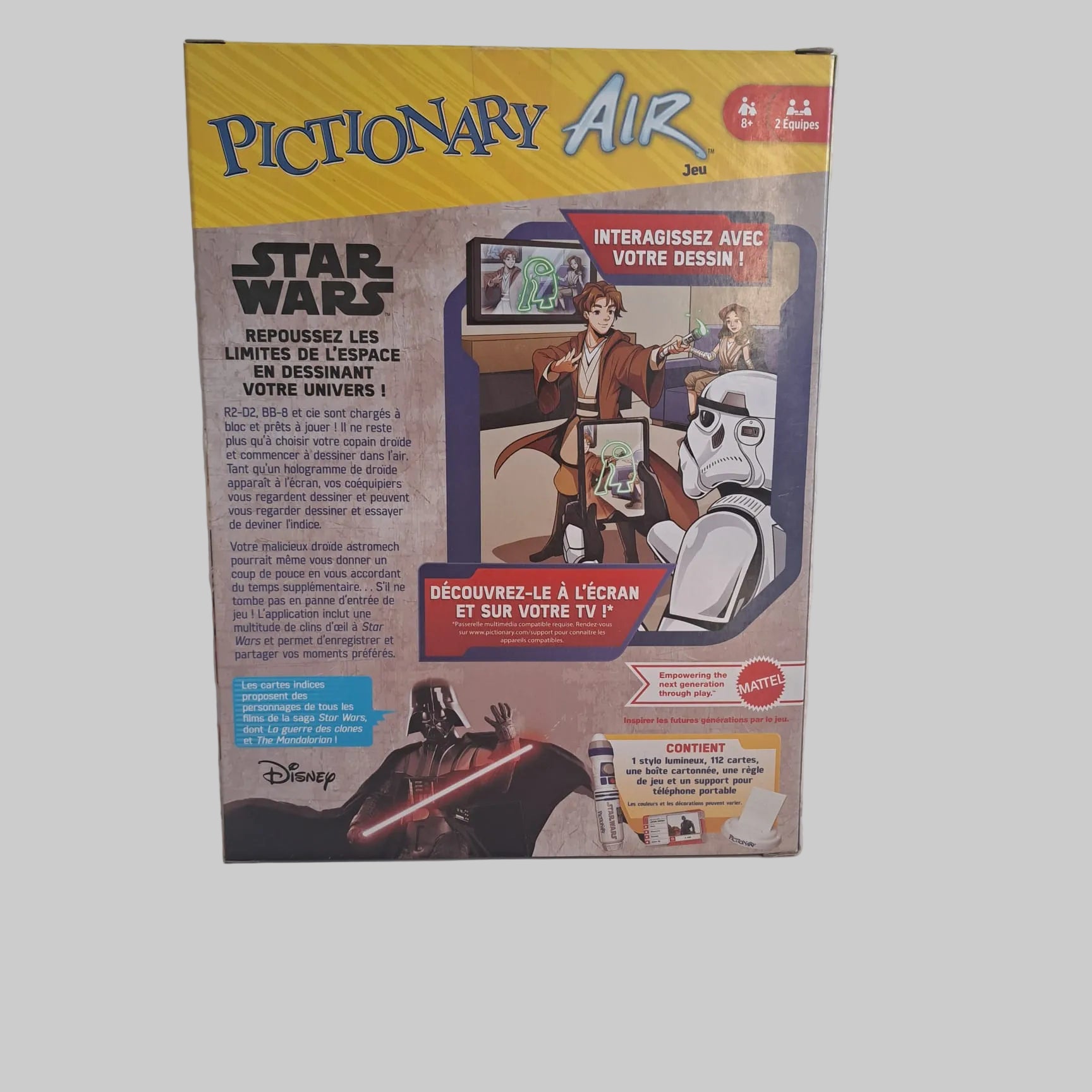 Mattel Games Pictionary Air Star Wars Spiel, ein interaktives Zeichenspiel, das Star Wars-Charaktere und -Szenen in die Luft bringt