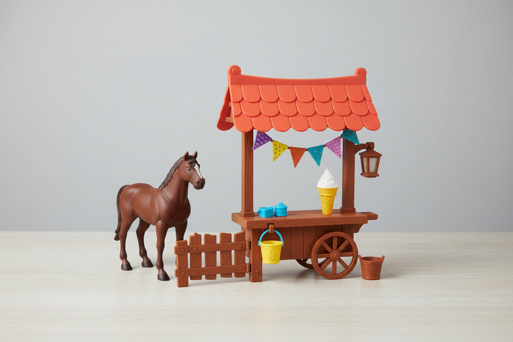 Mattel GXF69 Spirit Miradero Festival Imbisswagen Spielset, das ein Pferd, einen Wagen und Zubehör enthält