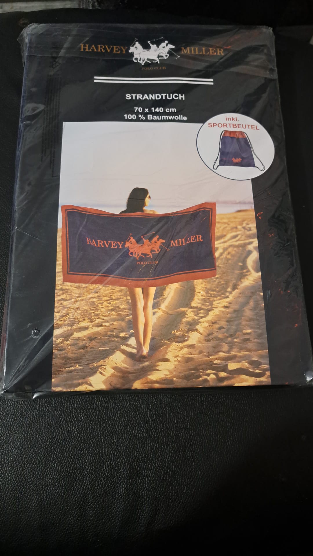 Harvey Miller Strandtuch 70x140 cm inkl. Sportbeutel