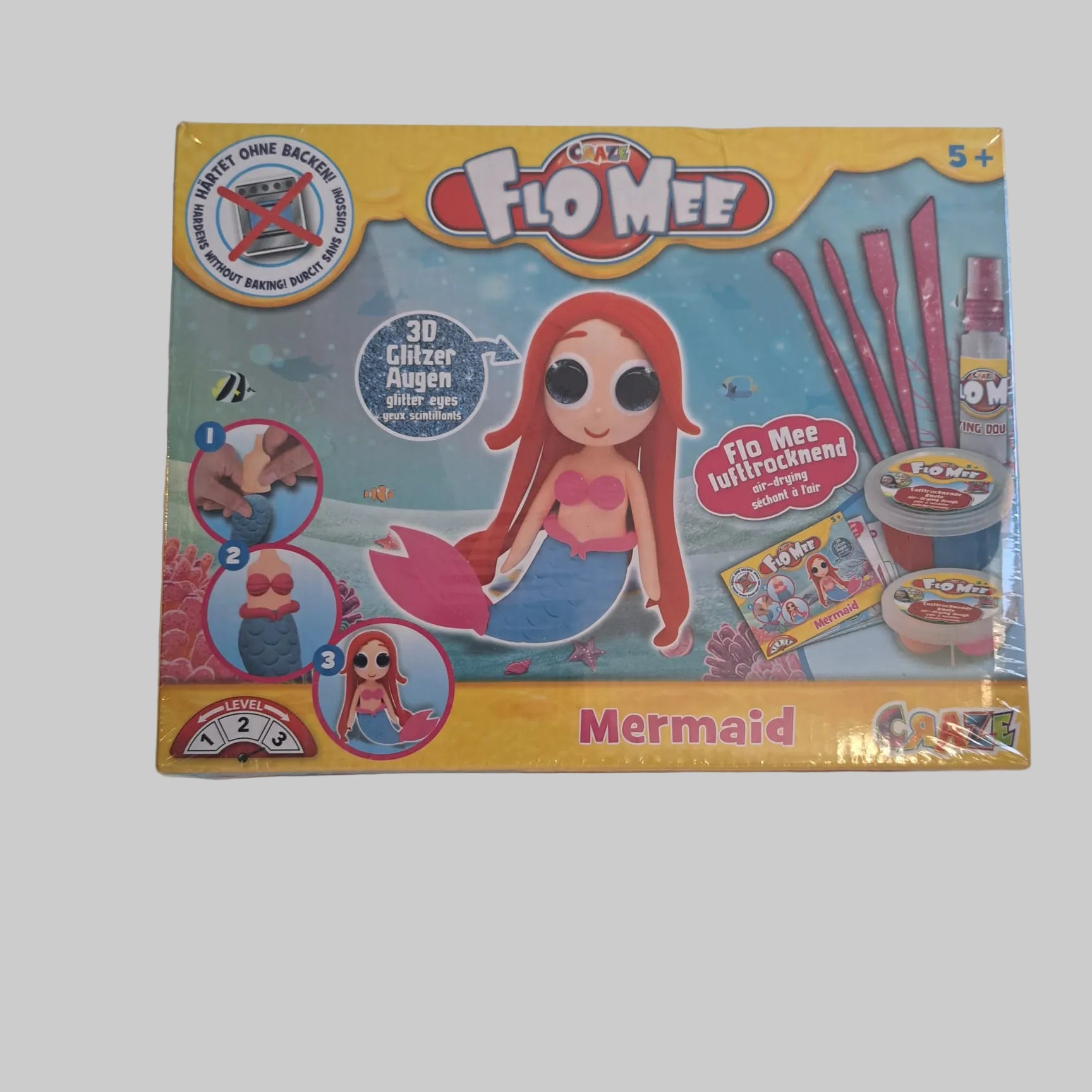 CRAZE Flo Mee Mermaid Set, eine lufttrocknende Modelliermasse für Kinder
